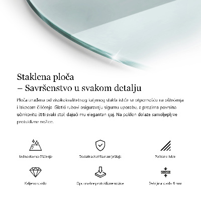 Blat masă rotund transparentă