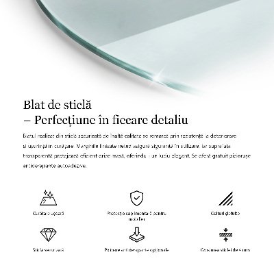Blat masă rotund transparentă