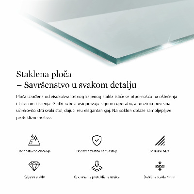 Blat din sticlă dreptunghiular transparentă
