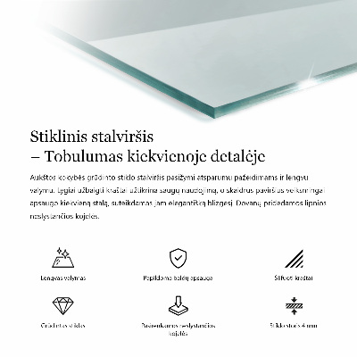 Blat din sticlă dreptunghiular transparentă