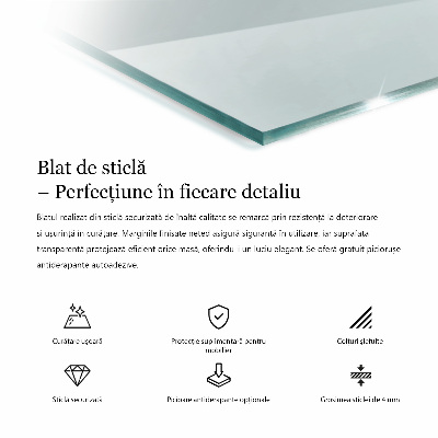 Blat din sticlă dreptunghiular transparentă
