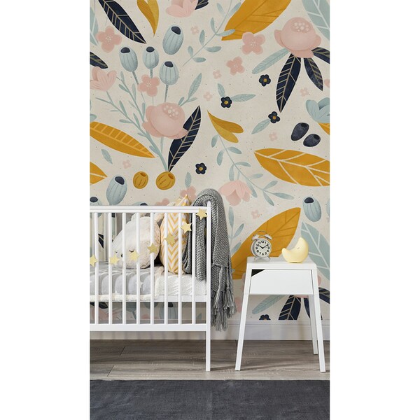 Fototapet Flori pastelate în stil retro