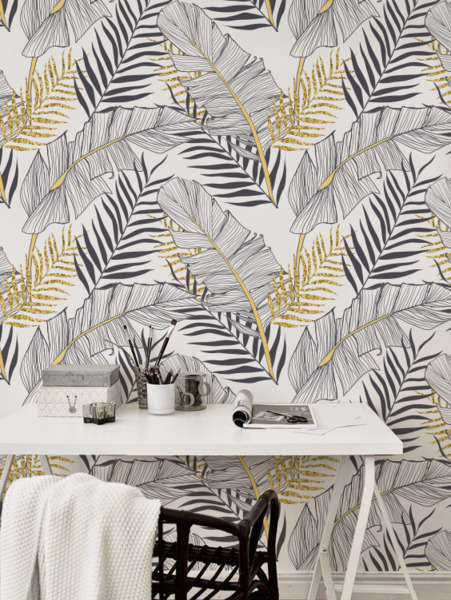 Fototapet Frunze de aur tropicale