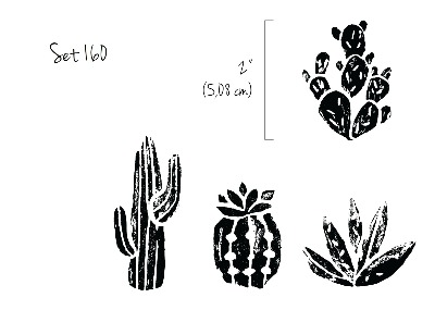 Autocolant perete Cactusi alb-negru
