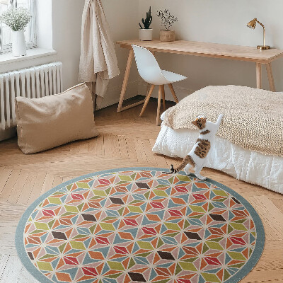 Covor rotund din vinil Model geometric pastel