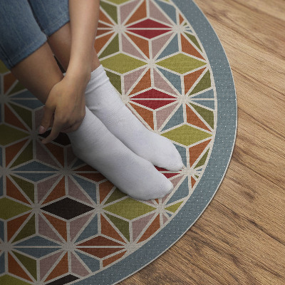 Covor rotund din vinil Model geometric pastel