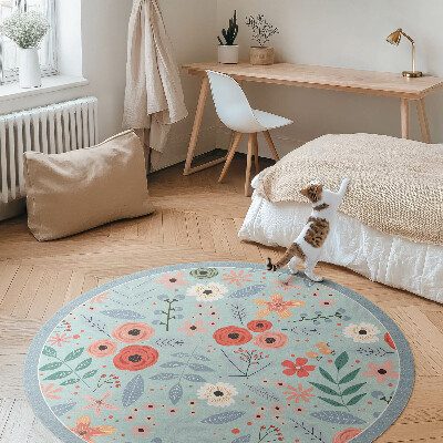 Covor rotund din vinil Ilustrație cu flori în culori pastelate