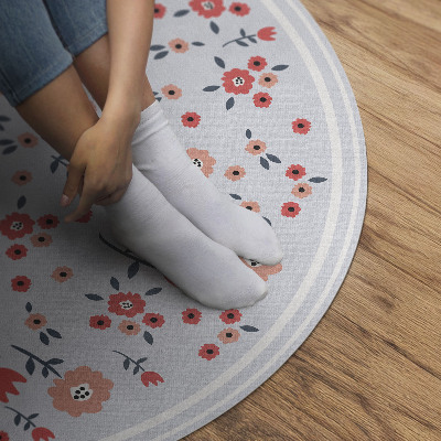 Covor rotund din vinil Flori delicate în culori pastelate