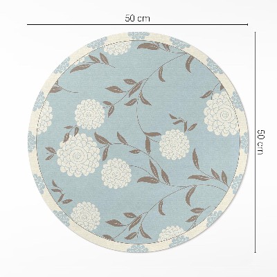 Covor rotund din vinil Crizanteme albe mari pe fundal pastel