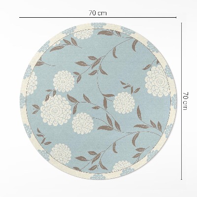 Covor rotund din vinil Crizanteme albe mari pe fundal pastel
