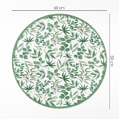 Covor rotund din vinil Frunze în acuarelă într-un stil delicat