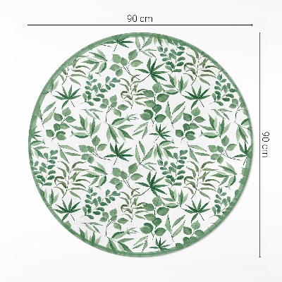 Covor rotund din vinil Frunze în acuarelă într-un stil delicat