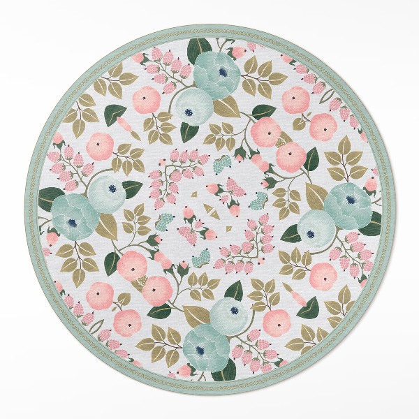Covor rotund din vinil Bujori pastelate cu flori delicate