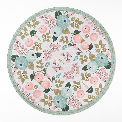 Covor rotund din vinil Bujori pastelate cu flori delicate