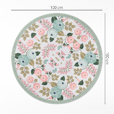 Covor rotund din vinil Bujori pastelate cu flori delicate