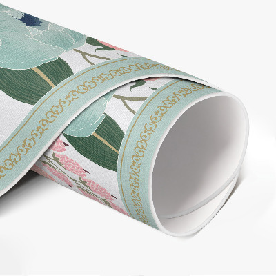Covor rotund din vinil Bujori pastelate cu flori delicate