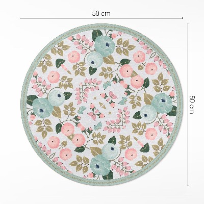 Covor rotund din vinil Bujori pastelate cu flori delicate