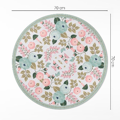 Covor rotund din vinil Bujori pastelate cu flori delicate