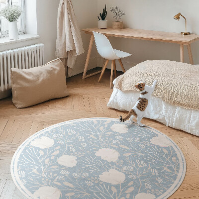 Covor rotund din vinil Flori frumoase pe un fundal pastel