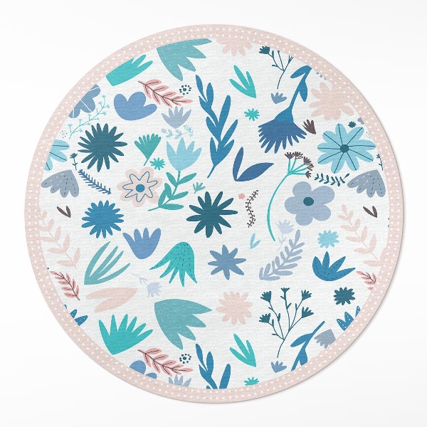 Covor rotund din vinil Flori pastelate și plante boho