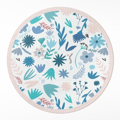 Covor rotund din vinil Flori pastelate și plante boho