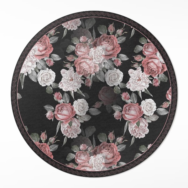 Covor rotund din vinil Retro flori frumoase trandafiri