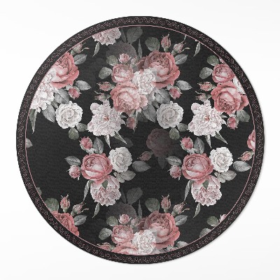 Covor rotund din vinil Retro flori frumoase trandafiri
