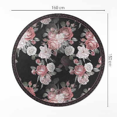 Covor rotund din vinil Retro flori frumoase trandafiri