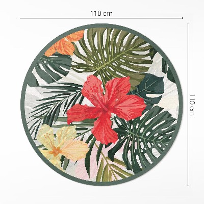 Covor rotund din vinil Flori hawaiiene tropicale