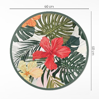 Covor rotund din vinil Flori hawaiiene tropicale