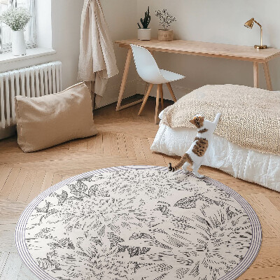 Covor rotund din vinil Schiță de flori elegant pajiște