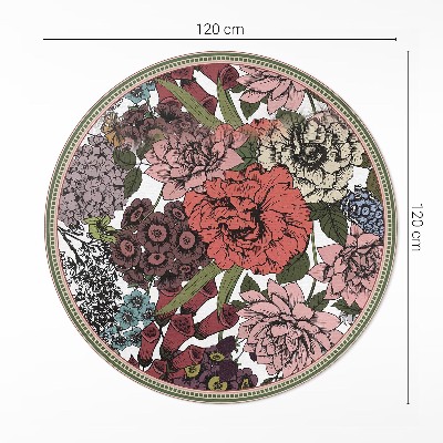 Covor rotund din vinil Flori pastelate într-o pajiște vintage