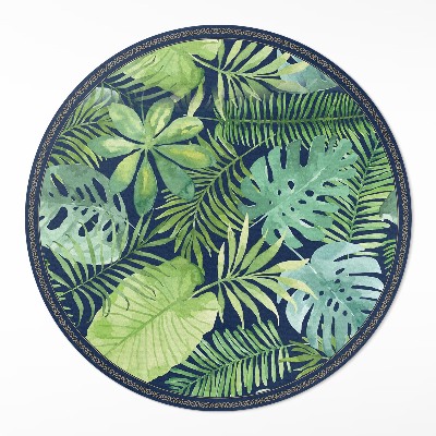 Covor rotund din vinil Frunze tropicale de junglă sălbatică