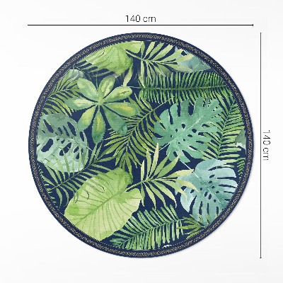 Covor rotund din vinil Frunze tropicale de junglă sălbatică