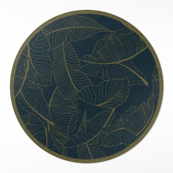 Covor rotund din vinil Model trendy de frunze liniare