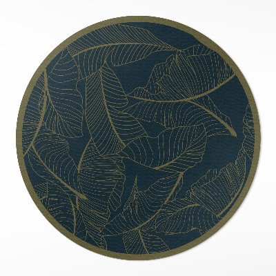 Covor rotund din vinil Model trendy de frunze liniare