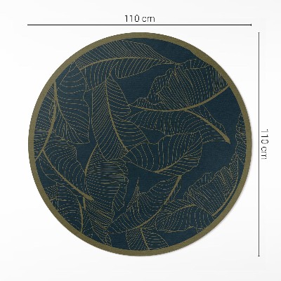 Covor rotund din vinil Model trendy de frunze liniare