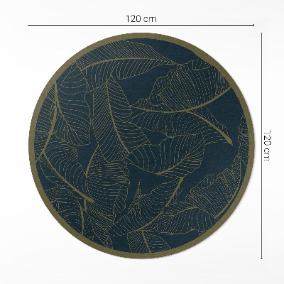 Covor rotund din vinil Model trendy de frunze liniare