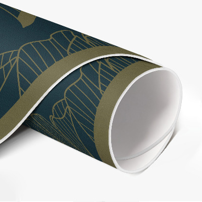 Covor rotund din vinil Model trendy de frunze liniare