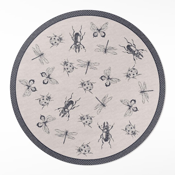 Covor rotund din vinil Insecte boho pe fundal deschis