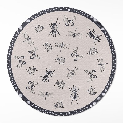 Covor rotund din vinil Insecte boho pe fundal deschis