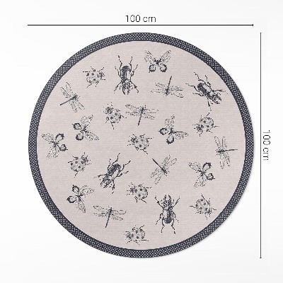 Covor rotund din vinil Insecte boho pe fundal deschis