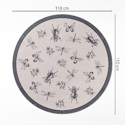 Covor rotund din vinil Insecte boho pe fundal deschis