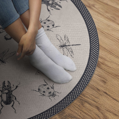 Covor rotund din vinil Insecte boho pe fundal deschis