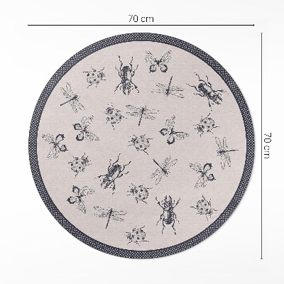 Covor rotund din vinil Insecte boho pe fundal deschis