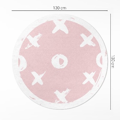 Covor rotund din vinil Cercuri și cruci pe fundal pastel