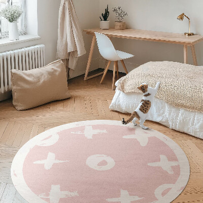 Covor rotund din vinil Cercuri și cruci pe fundal pastel
