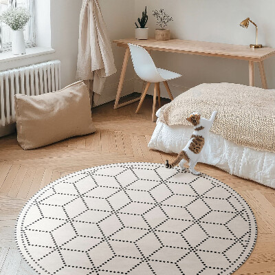 Covor rotund din vinil Cuburi 3D cu puncte moderne
