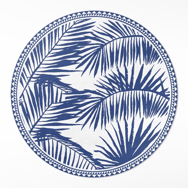 Covor rotund din vinil Ilustrație monocromă cu frunze tropicale