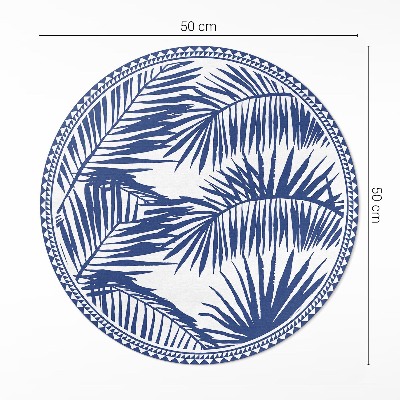 Covor rotund din vinil Ilustrație monocromă cu frunze tropicale